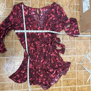 Free People Floral Long Sleeve Wrap Romper thumbnail 10