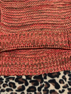 2000s vintage style whimsical bohemian orange marled knitted sweater thumbnail 5