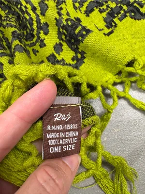 Vintage Raj Green Black Fringed Knit Poncho Cape Shawl Grandmacore One Size thumbnail 3