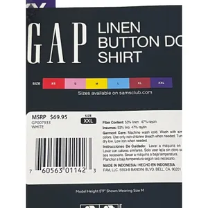 Gap Linen Button Down Shirt Women White Long Sleeve Relaxed Fit - XXL thumbnail 3