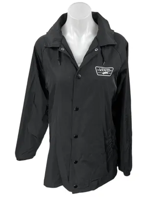 Vans Torrey Women's Black Button Hooded Hoodie Windbreaker Rain Coat Jacket S thumbnail 1