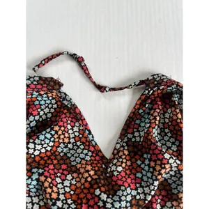 Rock & Roll Cowgirl Sz L Ditsy Floral Print Flowy Mini Dress Rust Copper Smocked Waist thumbnail 7
