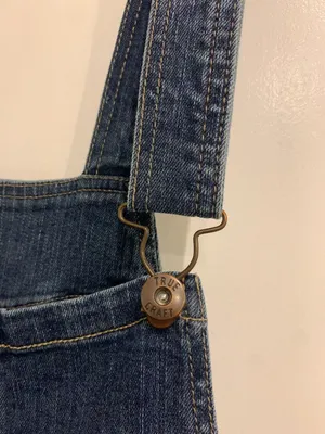 True Craft Women's Dark Wash Distressed Denim Overalls Size 13 thumbnail 3