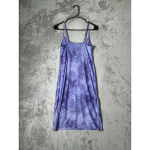 Vintage Y2K Purple Glitter Cowl Neck Mini Dress Spaghetti Strap Party Clubwear thumbnail 3