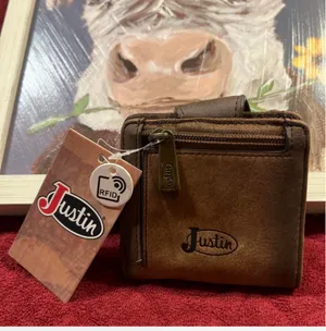 Justin Women's Burnished With Anti Brass Studs Wallet - Brown thumbnail 3
