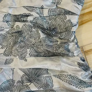 ZARA METALLIC DRAPED HALTER MINI DRESS SILVER W/ Black Floral Zipper Size Small thumbnail 3