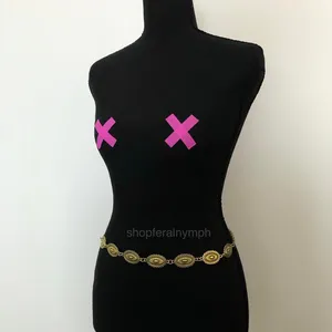 Vintage Y2K Western Gold-Tone Concho Chain Belt, Fits 16–39.5 Inches, X7GA1216 thumbnail 5