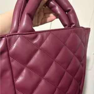Quilted Burgundy Tote Bag Purple thumbnail 7