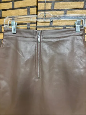 Nasty Gal Brown Faux Leather Mini Skirt Size 0 thumbnail 3