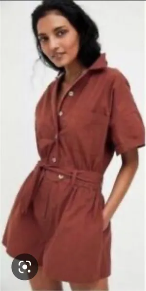 Free People Medium Brown‎ Rust No Plans Shorts Romper Belted Waist One Piece thumbnail 1