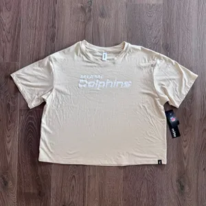 Miami Dolphins Shirt NFL Football Slouchy Fan Logo Cream Minimalist Women Large thumbnail 2