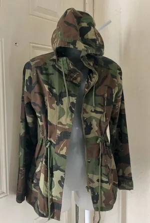 Grunge Subversive Gorpcore Acubi Goth Military Streetwear Hoodie Jacket Coat Hooded Camo Drawstring #2000s #Goth #Punk #Y2K Women S - Measurement in pics thumbnail 1
