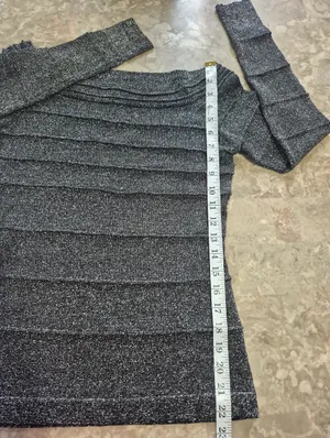 Y2K Vintage Cache 90s 2000s grey Metallic Ribbed Off The Shoulder Knit Top Small thumbnail 8