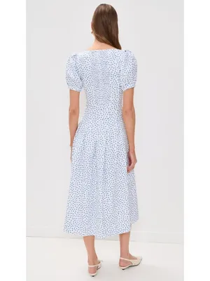 NWT Reformation Coucou in Hanna Floral Linen Puff Sleeve Midi Dress 12 $278 thumbnail 6