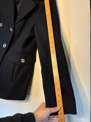 Michael Kors Women’s 12 Black Wool Pea Coat Jacket Gold Buttons Double Breasted thumbnail 5