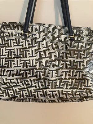 Tory Burch Black and White Signature Geometric Tote thumbnail 8