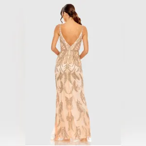 New Mac Duggal Pink V-Neck Sequin Embellished Gown Style 6015 – Apricot – Size 6 thumbnail 13