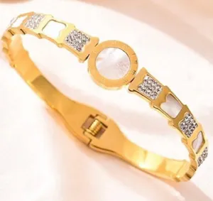 Roman Numerals Gold Bracelet Bangle thumbnail 1