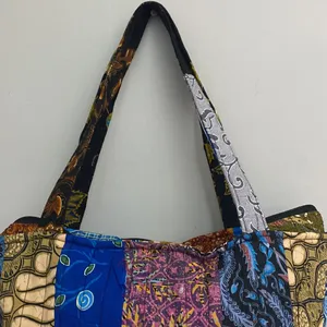Quilted multicolor tote bag new! Blue thumbnail 3