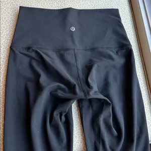 Lululemon Black Leggings with criss cross sheer panels down front of leg size 6 thumbnail 9