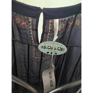Anthropologie‎ Mur Mur Embroidered Short Sleeve baby doll Medium Navy NWT thumbnail 3