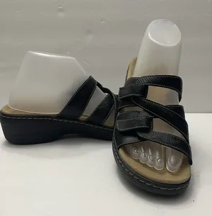 Clarks‎ Collection Womens 9.5 Merliah Karli Leather Black Slide Sandals thumbnail 1