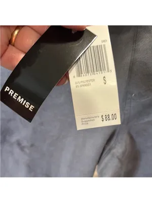 Premise Gray Faux-Suede Leggings with Black Elastic Waistband thumbnail 3