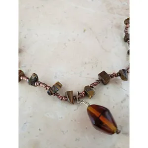 Vintage Necklace Tigers Eye Necklace with Brown Pendant thumbnail 4