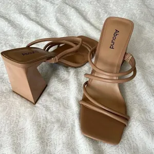 Abound Austyn Tubular Strappy Block Heeled Sandal Tan Mocha Size 9 NEW thumbnail 1