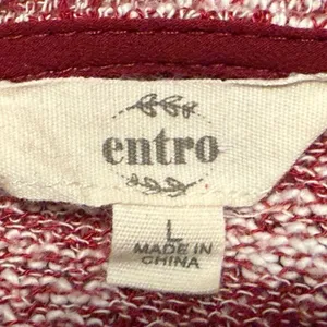 Entro Womens Red Marl Knit Babydoll Top Crochet Lace Cuff Mesh Hem Size‎ L T5735 thumbnail 6