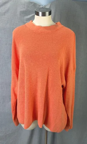 Free People Beach Orange Slouchy Mock Neck Oversized Sweater M thumbnail 1