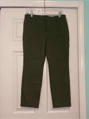 NWT Banana Republic Sloan Women’s Olive Green Polka Dot Dress Pants Size 6P thumbnail 3