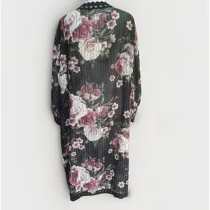 LuLaRoe Black Rose Floral Kimono Lace Duster XL Boho Whimsigoth Resort Cruise Cover Up thumbnail 5