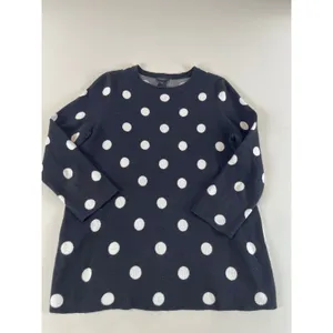 Ann Taylor Factory Sweater Size M Black White Polka Dot Faux Ruffle Shirt Tail thumbnail 4