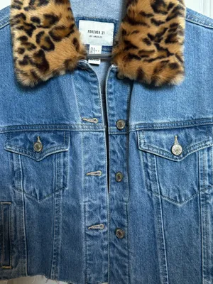 Forever 21 Cheetah Denim Jacket Fur thumbnail 4