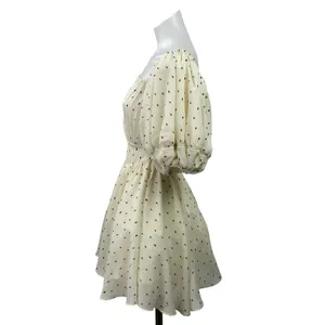 J.Ing Garland Garden White Polka Dot Half Puff Sleeve Flared A-Line Dress Sz XS thumbnail 2