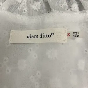 Idem Ditto White Eyelet Floral Crop Top Small‎ Peplum Ruffle Sleeve Plunge Neck thumbnail 7