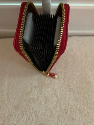 Red Zip Card Wallet with ID Window thumbnail 3