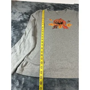 White Stag Women's Halloween T Shirt Black Long Sleeve Pumpkins Size XL thumbnail 5