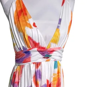 LORAGAL Floral Deep V Neck Floral Ruched Cinch Waist Maxi Dresses-Large NWT thumbnail 11