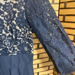 Eliza J. Blue Lace Gown Size 12 thumbnail 4