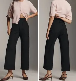 Anthropologie Maeve The Colette Stretch Twill Crop Wide-Leg Pants, Size 26 thumbnail 2