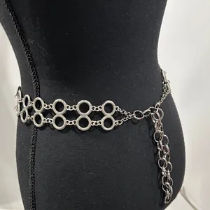 Source Unknown Silver Double-Row Circle Link Chain Belt thumbnail 2