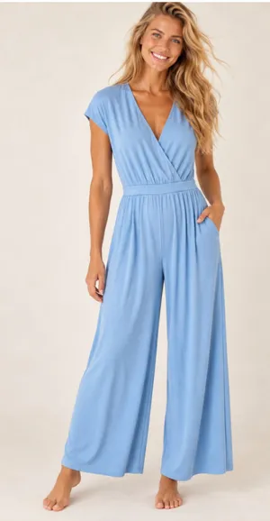 Halara Wode Leg Romper Jumpsuit NWT Athleisure Coastal Quiet Luxury Travel Vaca thumbnail 1