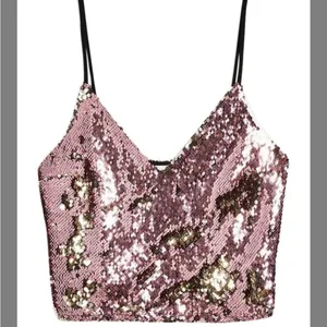 TopShop Pink Gold Flip Sequins V Neck Crop Cami Top 6 thumbnail 6