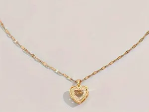 Graduation Gift 🎓 Golden Love Heart Pendant Necklace, Simple Necklace thumbnail 2