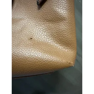 Steve Madden Cognac Brown‎ Pebbled Tote Bag Leopard Print Lining Embossed Logo thumbnail 6