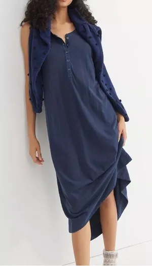 Anthropologie Pilar Midi Blue Dress Small thumbnail 1