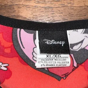Disney Women's Red Minnie and Mickey Love scrub top nurse doctor thumbnail 3