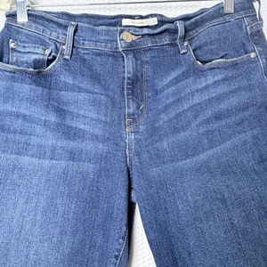 Levi's 505 Straight‎ Jeans Women 12 Dark Wash Blue Stretch Denim Mid Rise Retro thumbnail 10